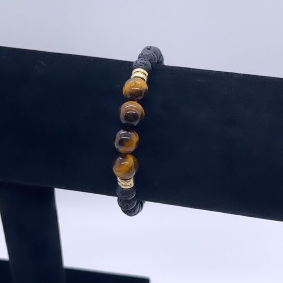 Wool + Pepper Co. Lava Rocks & Tigers Eye Bracelet - Picture 7 of 7